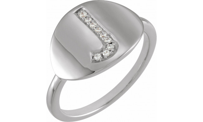 14K White Initial J .05 CTW Diamond Ring - 653628628P