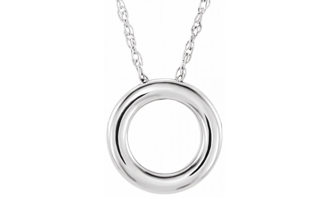14K White 13 mm Circle 18 Necklace - 863221022P