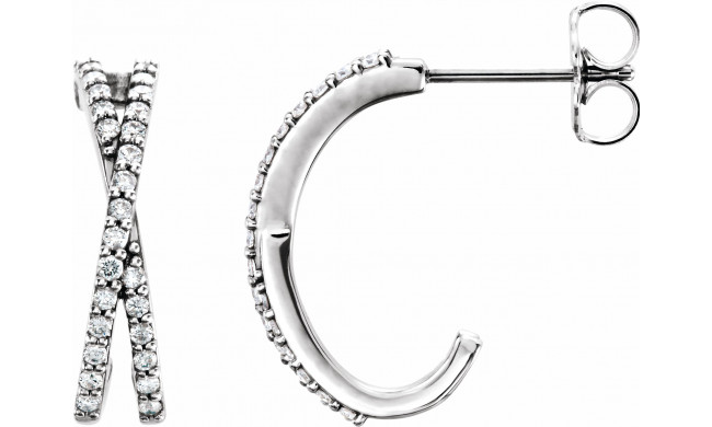14K White 1/4 CTW Diamond Criss-Cross J-Hoop Earrings - 86333600P