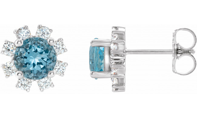 14K White Blue Zircon & .07 CTW Diamond Earrings - 20000286085P