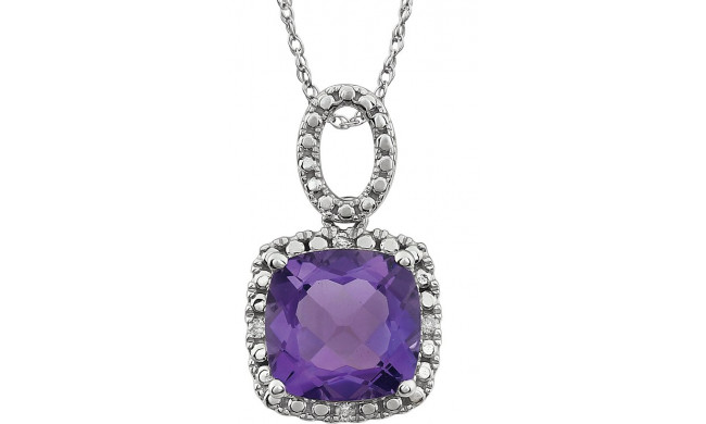 14K White Amethyst & .03 CTW Diamond 18 Necklace - 651606100P