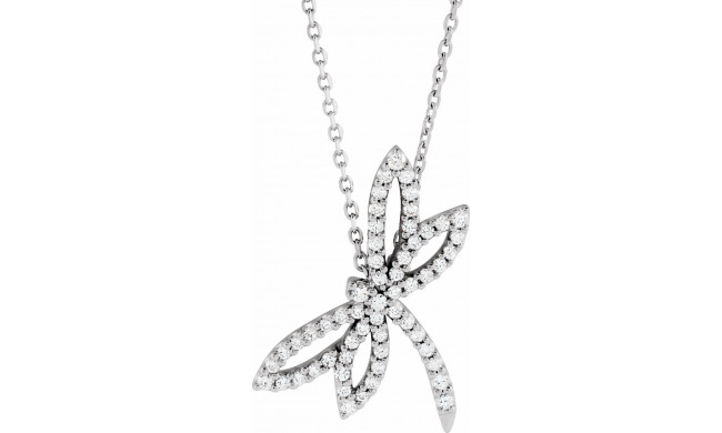 14K White 1/3 CTW Diamond Dragonfly 16 Necklace - 6712684401P