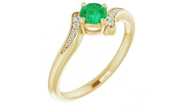 14K Yellow Emerald & .04 CTW Diamond Ring - 719936004P