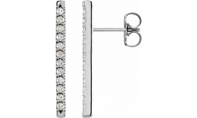 14K White 1/3 CTW Diamond French-Set Bar Earrings - 87066605P