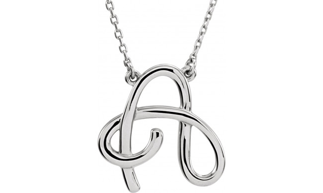 14K White Script Initial A 16 Necklace - 84635122P
