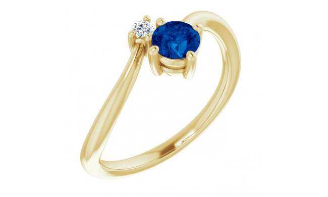 14K Yellow Blue Sapphire & .025 CTW Diamond Ring - 7203460000P