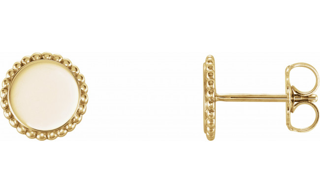 14K Yellow Engravable Beaded Earrings - 86471601P