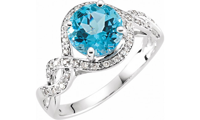 14K White Swiss Blue Topaz & 1/6 CTW Diamond Ring - 651450100P