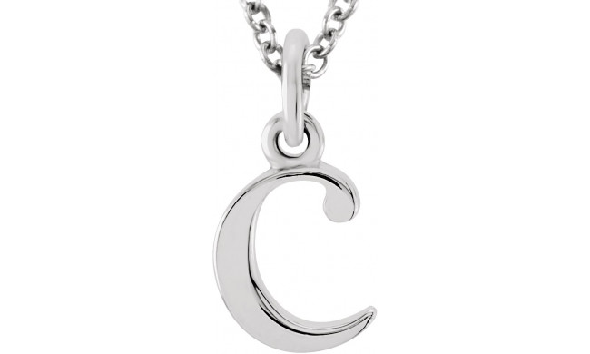 14K White Lowercase Initial c 16 Necklace - 8578070007P