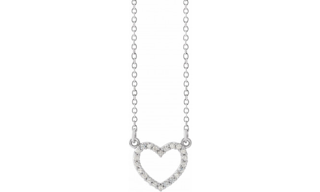 14K White 1/10 CTW Diamond Petite Heart 16 Necklace - 66415100001P