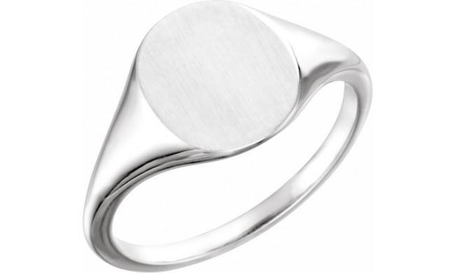 14K White 11x9 mm Oval Signet Ring - 51552101P