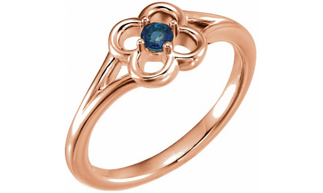 14K Rose Blue Sapphire Youth Flower Ring - 71944602P