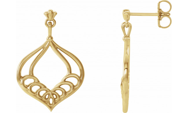 14K Yellow Vintage-Inspired Dangle Earrings - 86882601P