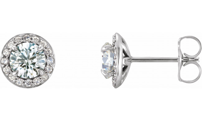 14K White 3/8 CTW Diamond Halo-Style Earrings - 86458619P