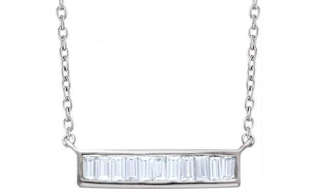 14K White 1/4 CTW Diamond Baguette Bar 16-18 Necklace - 65188560004P