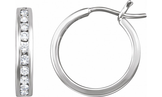 14K White 1/2 CTW Diamond Hoop Earrings - 65294060001P