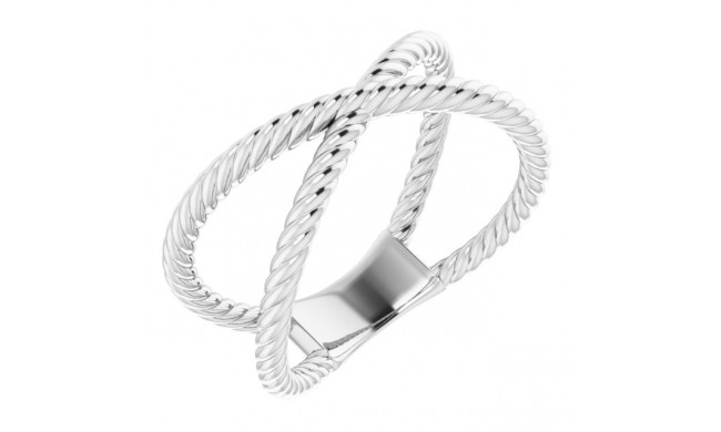 14K White Criss-Cross Rope Ring - 51737101P