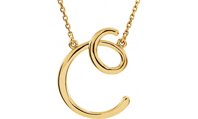 14K Yellow Script Initial C 16 Necklace - 84635105P