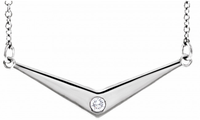 14K White .03 CTW Diamond Solitaire V 18 Necklace - 86787600P