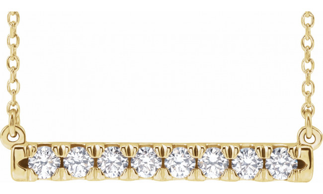 14K Yellow 1/2 CTW Diamond French-Set Bar 18 Necklace - 86969726P