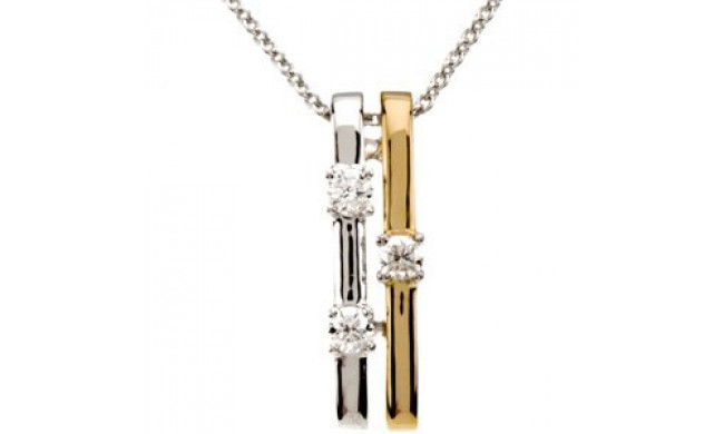 14K White & 14K Yellow 1/10 CTW Diamond Bar 18 Necklace - 67211101P