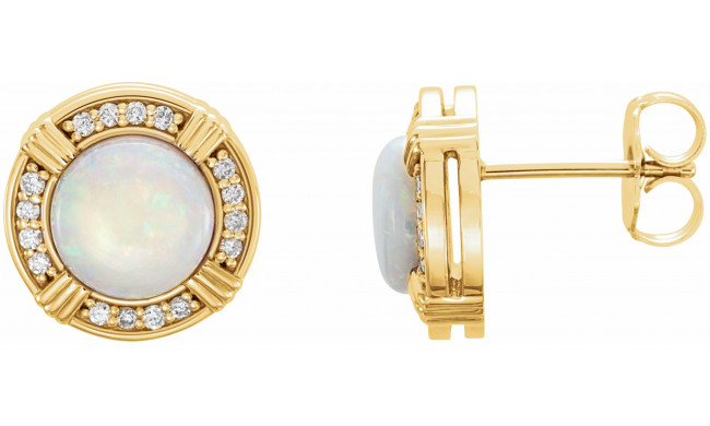14K Yellow Opal & 1/8 CTW Diamond Earrings - 862846001P