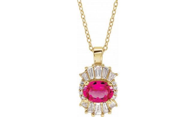 14K Yellow Pink Tourmaline & 1/3 CTW Diamond 16-18 Necklace - 869706156P