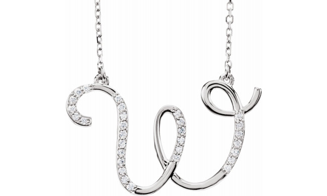 14K White 1/10 CTW Diamond Initial W 16 Necklace - 67399144P