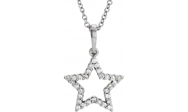 14K White 1/8 CTW Diamond Petite Star 16 Necklace - 8441960000P