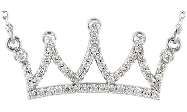 14K White 1/5 CTW Diamond Crown 16 1/2 Necklace - 8584460001P