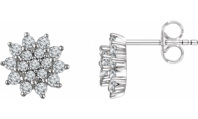 14K White 1/2 CTW Diamond Cluster Stud Earrings - 65297060001P