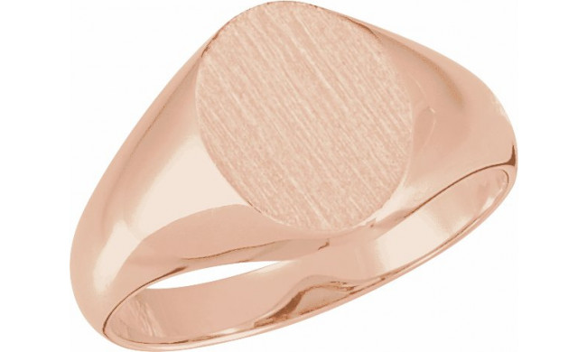 14K Rose 11x9.5 mm Oval Signet Ring - 5758800P