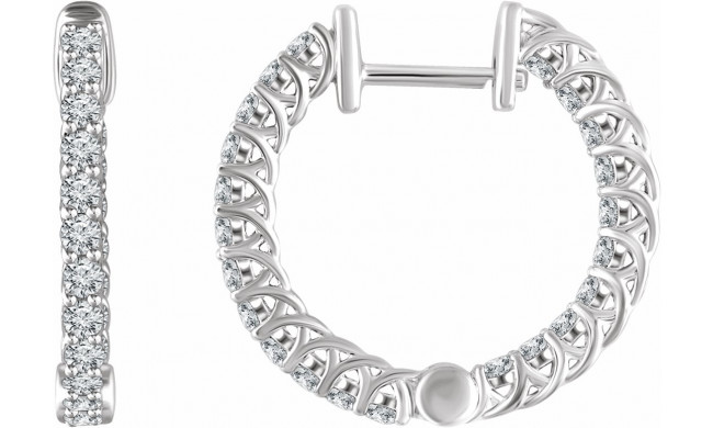 14K White 1 CTW Diamond Inside/Outside 20.1 mm Hoop Earrings - 65285460002P