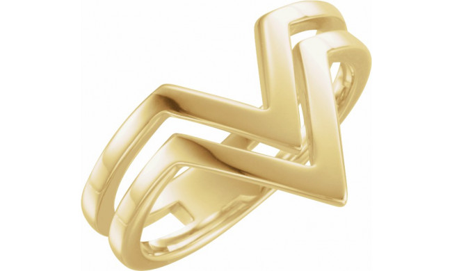 14K Yellow Double Row V Ring - 51547102P