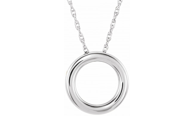 14K White 15 mm Circle 18 Necklace - 863221026P