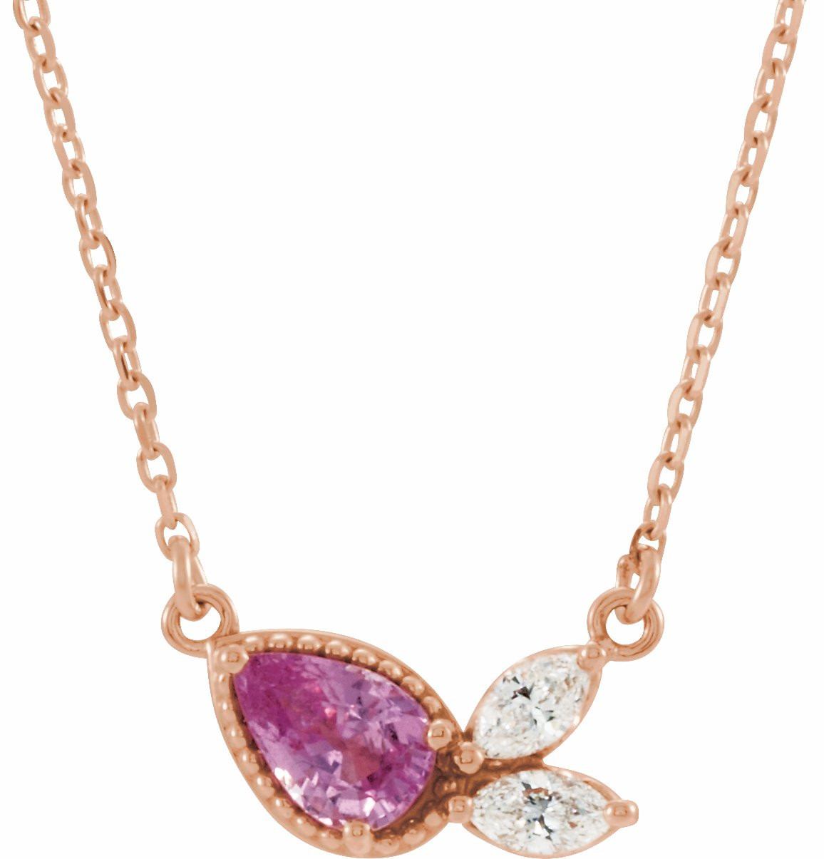 Pink Sapphire and Diamond 14kt Rose Gold Pendant