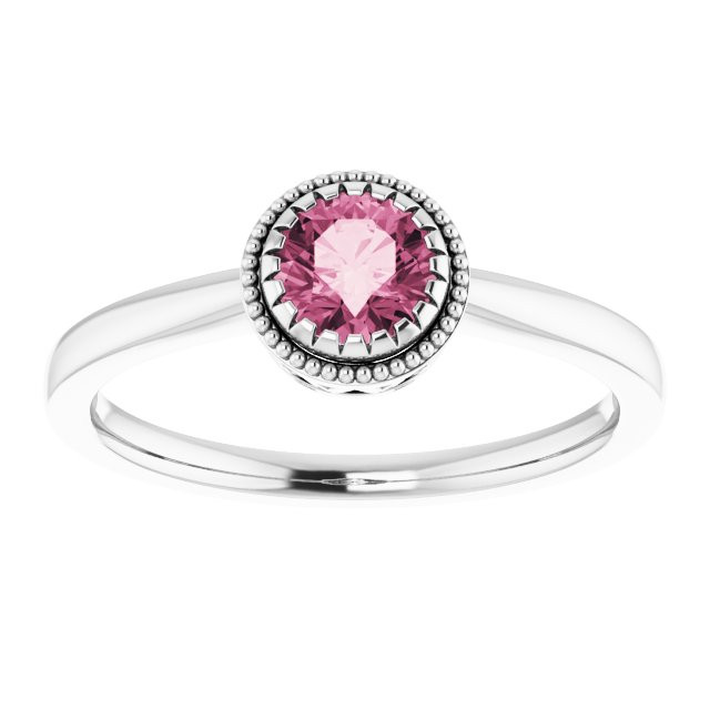 Round October Birthstone Tourmaline Pink Rings Open – Aurora Tears