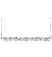 14K White 1/10 CTW Diamond Milgrain Bar 16-18 Necklace - 86705604P