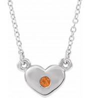 14K White Citrine Heart 16 Necklace - 8633560052P