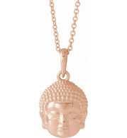 14K Rose 14.7x10.5 mm Meditation Buddha 16-18 Necklace - 86871602P