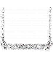 14K White 1/8 CTW Diamond French-Set Bar 18 Necklace - 86969705P