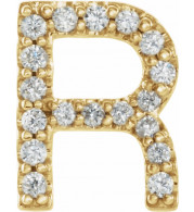 14K Yellow .06 CTW Diamond Single Initial R Earring - 867976091P