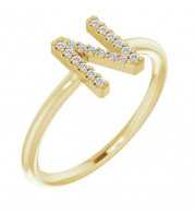 14K Yellow .08 CTW Diamond Initial N Ring - 1238346066P