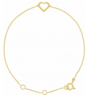 14K Yellow Heart Design 7 Bracelet - 650111101P