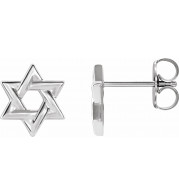 14K White Star of David Earrings - 86739600P
