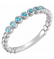 14K White Blue Zircon Stackable Ring - 7181360020P