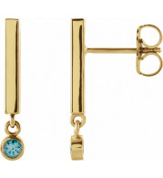 14K Yellow Aquamarine Bar Earrings - 869066024P