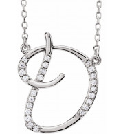 14K White 1/10 CTW Diamond Initial D 16 Necklace - 67399106P