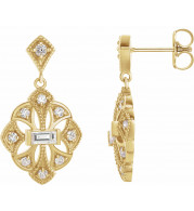14K Yellow 3/8 CTW Diamond Vintage-Inspired Earrings - 87055601P
