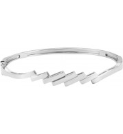 14K White Hinged Bangle Bracelet - BRC253883P
